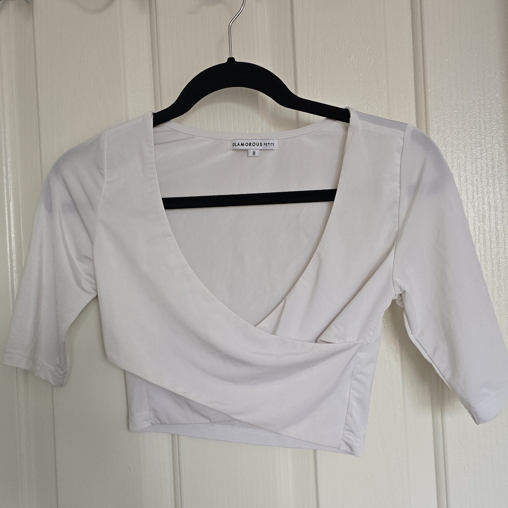 Glamorous Cream Wrap Crop Top